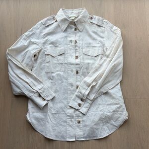 H&M Cream Button-Up Shirt Linen blend